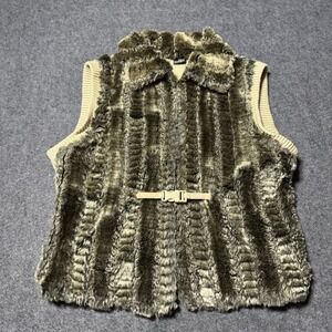 VTG‎ Y2K Formula X Faux Fur Hook & Eye Vest Womens S Indie Retro Grunge Whimsy